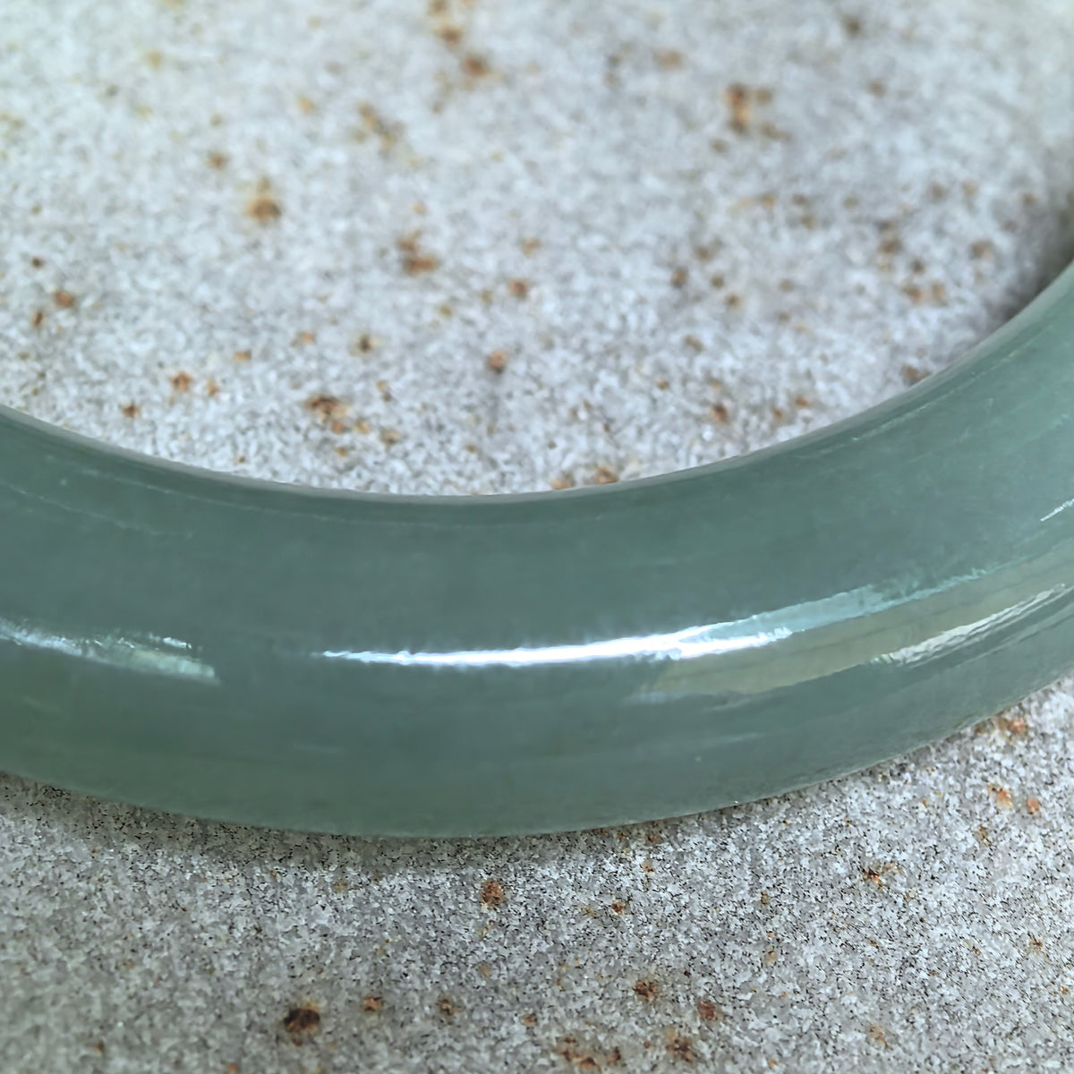 Icy Glutinous Green Round Jadeite Bangle -55mm