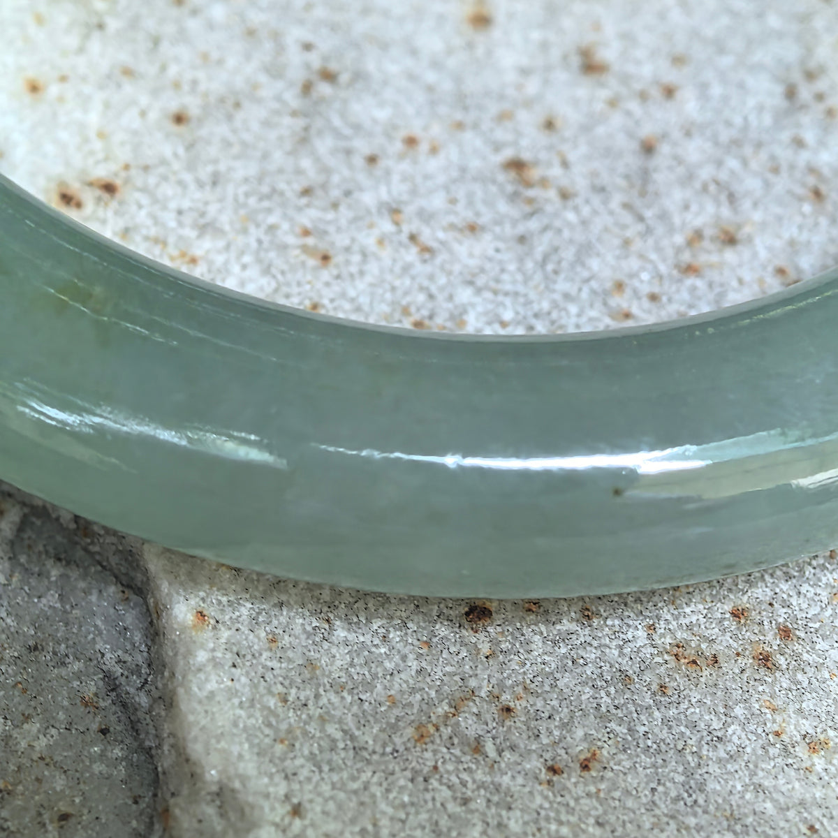 Icy Glutinous Green Round Jadeite Bangle -55mm