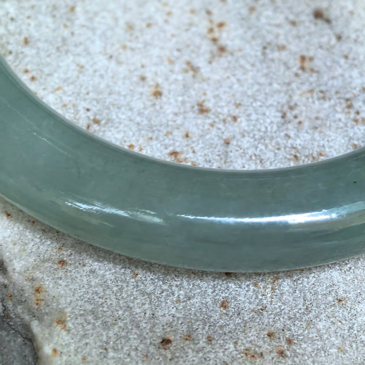 Icy Glutinous Green Round Jadeite Bangle -55mm