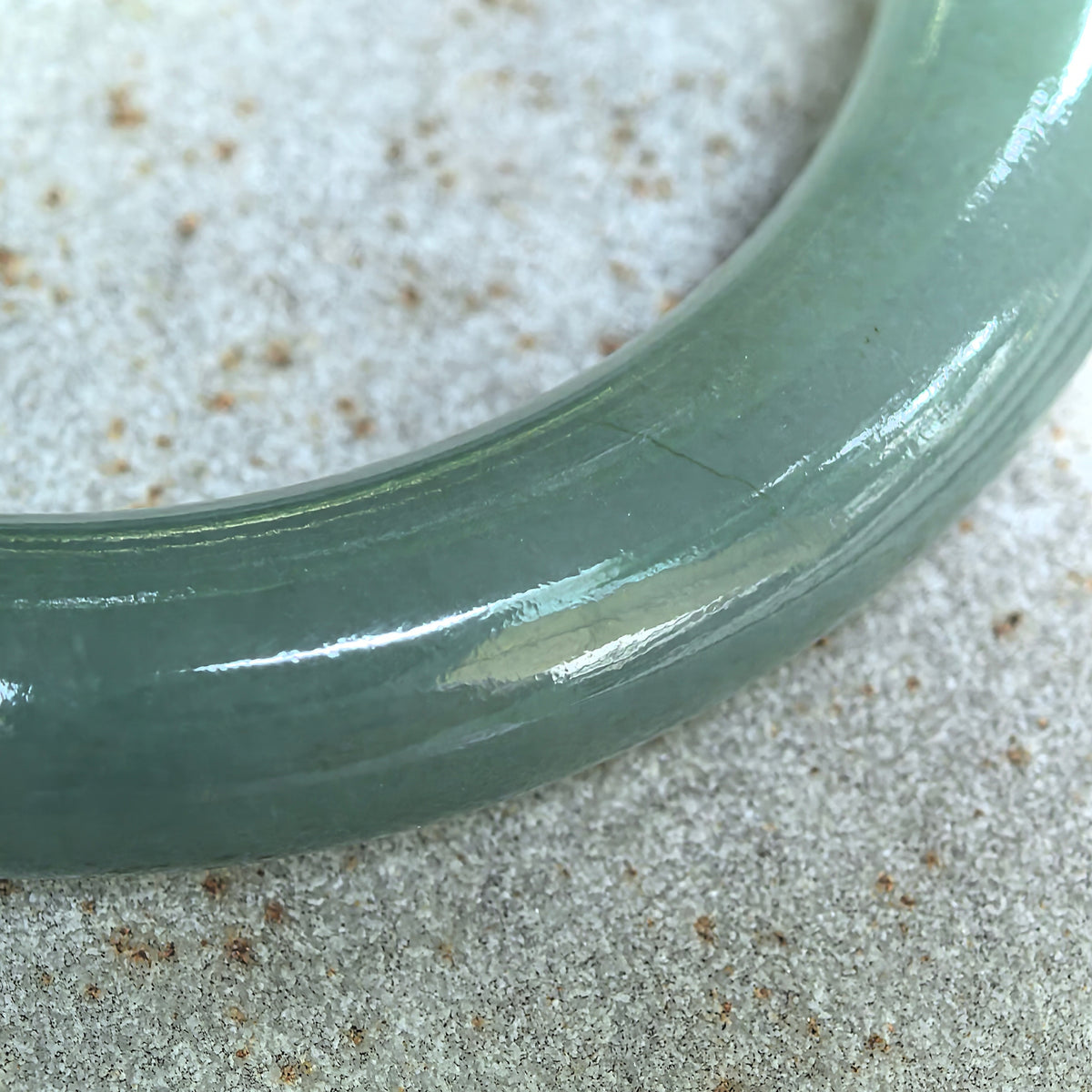 Icy Glutinous Green Round Jadeite Bangle -55mm