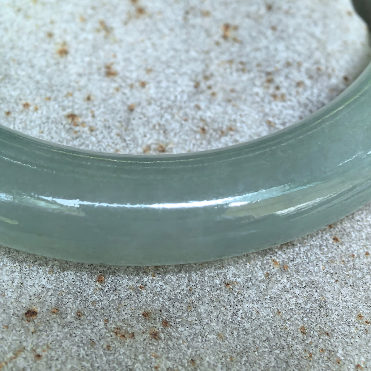 Icy Glutinous Green Round Jadeite Bangle -55mm