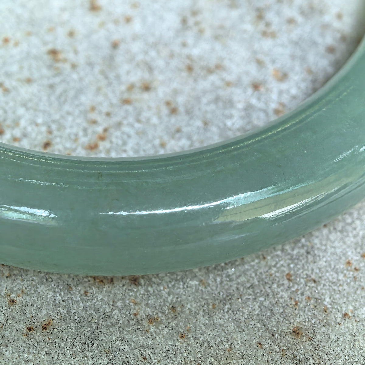 Icy Glutinous Green Round Jadeite Bangle -55mm