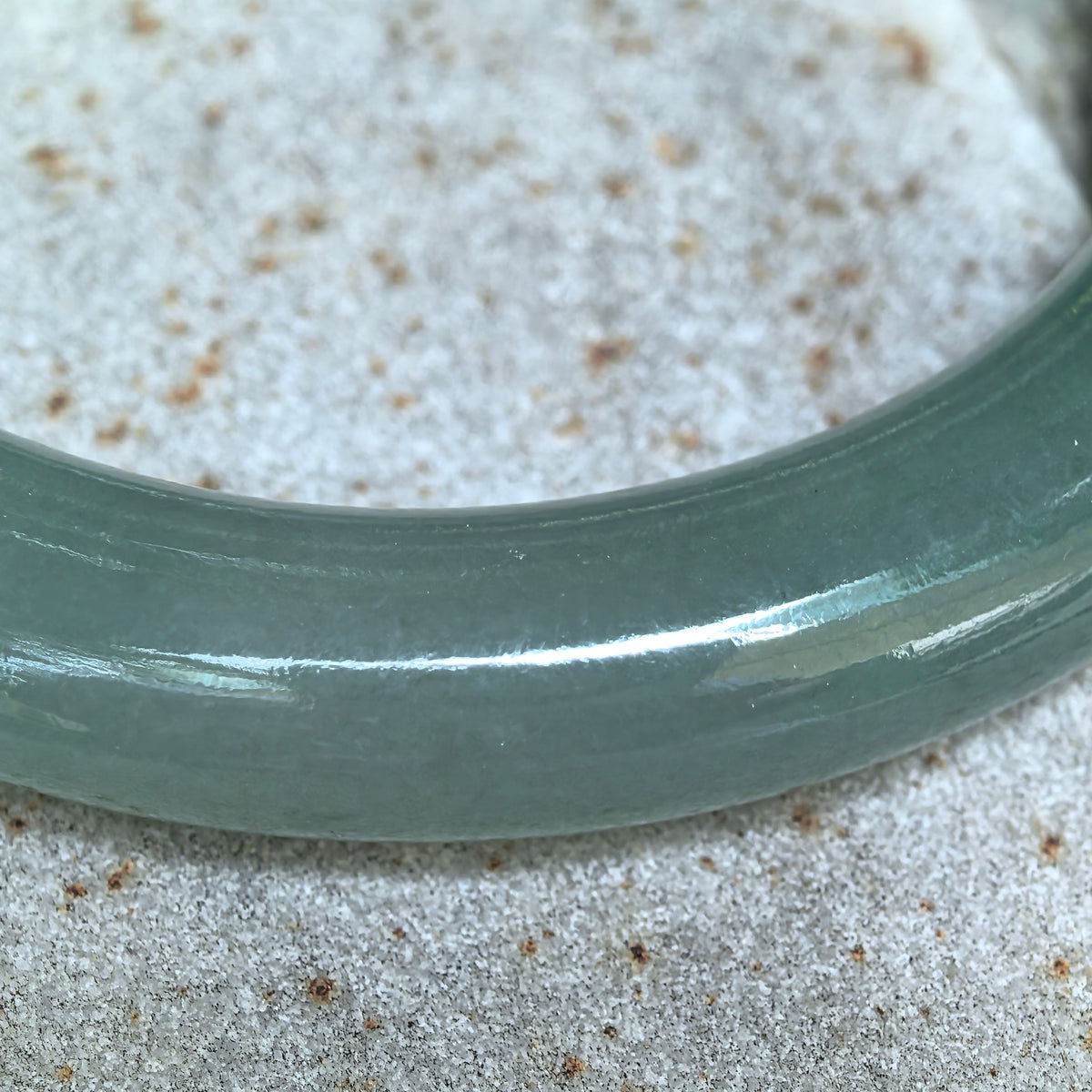 Icy Glutinous Green Round Jadeite Bangle -55mm