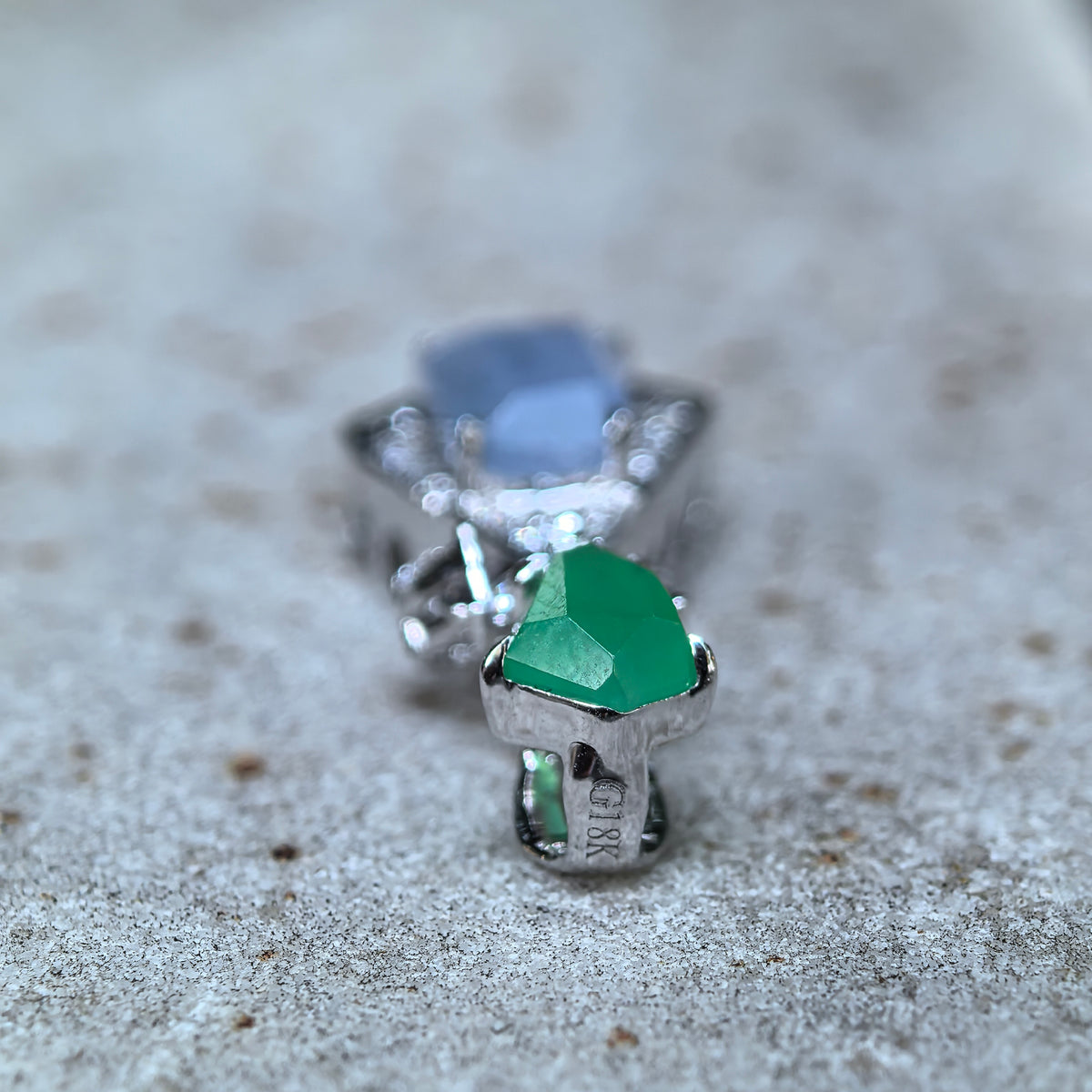 Icy Lavender and Green Jadeite Geometric Kite-Shaped Pendant