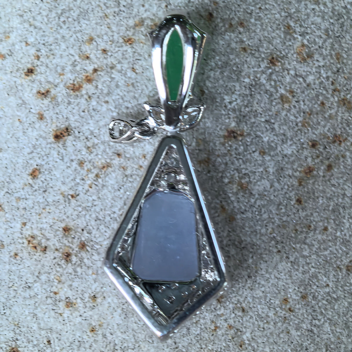 Icy Lavender and Green Jadeite Geometric Kite-Shaped Pendant
