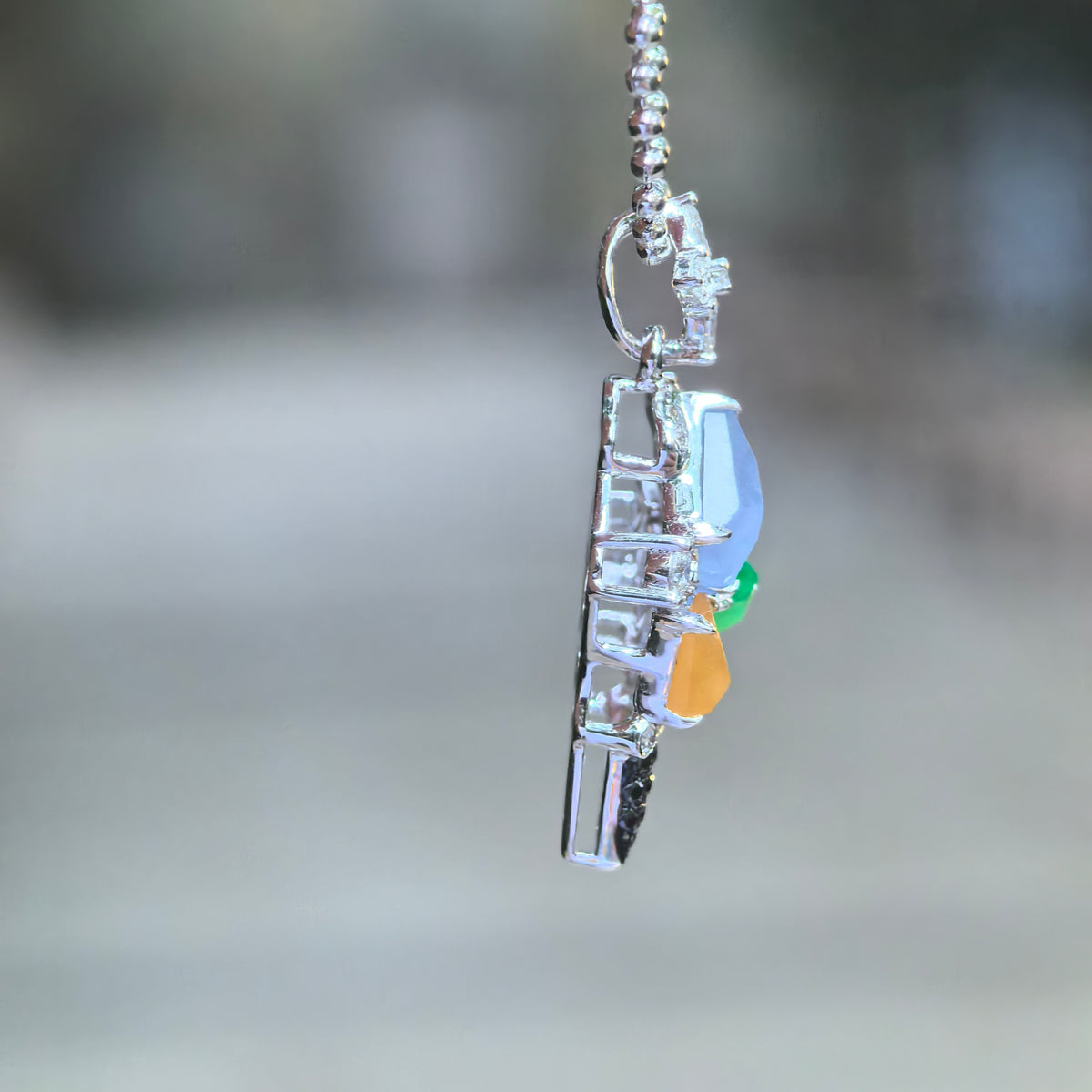 Icy Multicolor Jadeite Ice Cream Cone Pendant