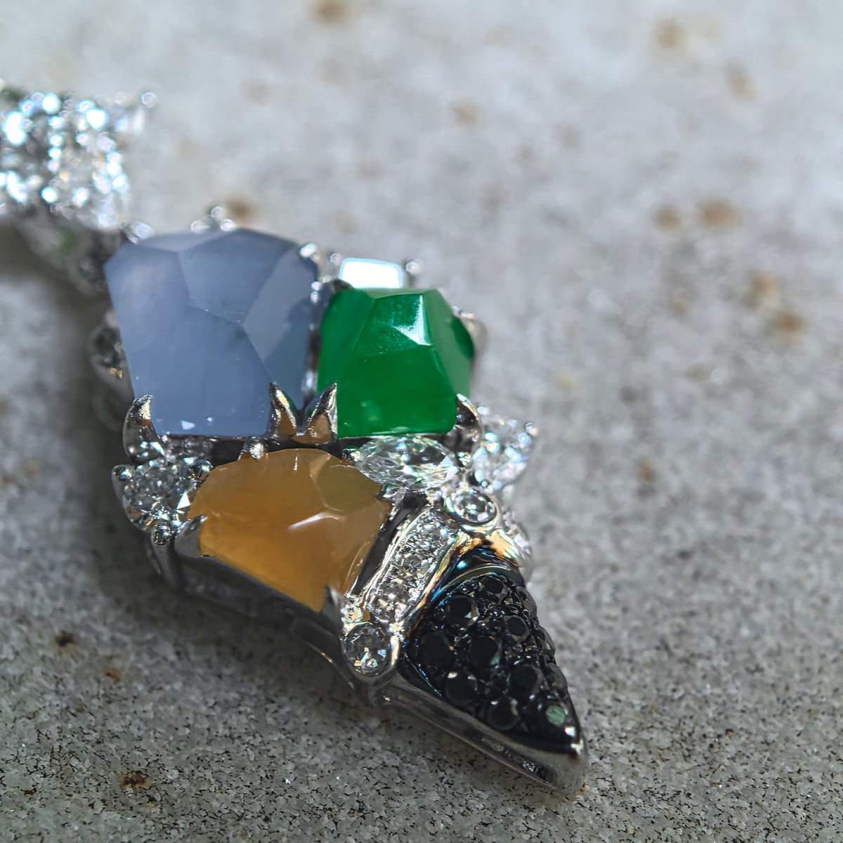 Icy Multicolor Jadeite Ice Cream Cone Pendant