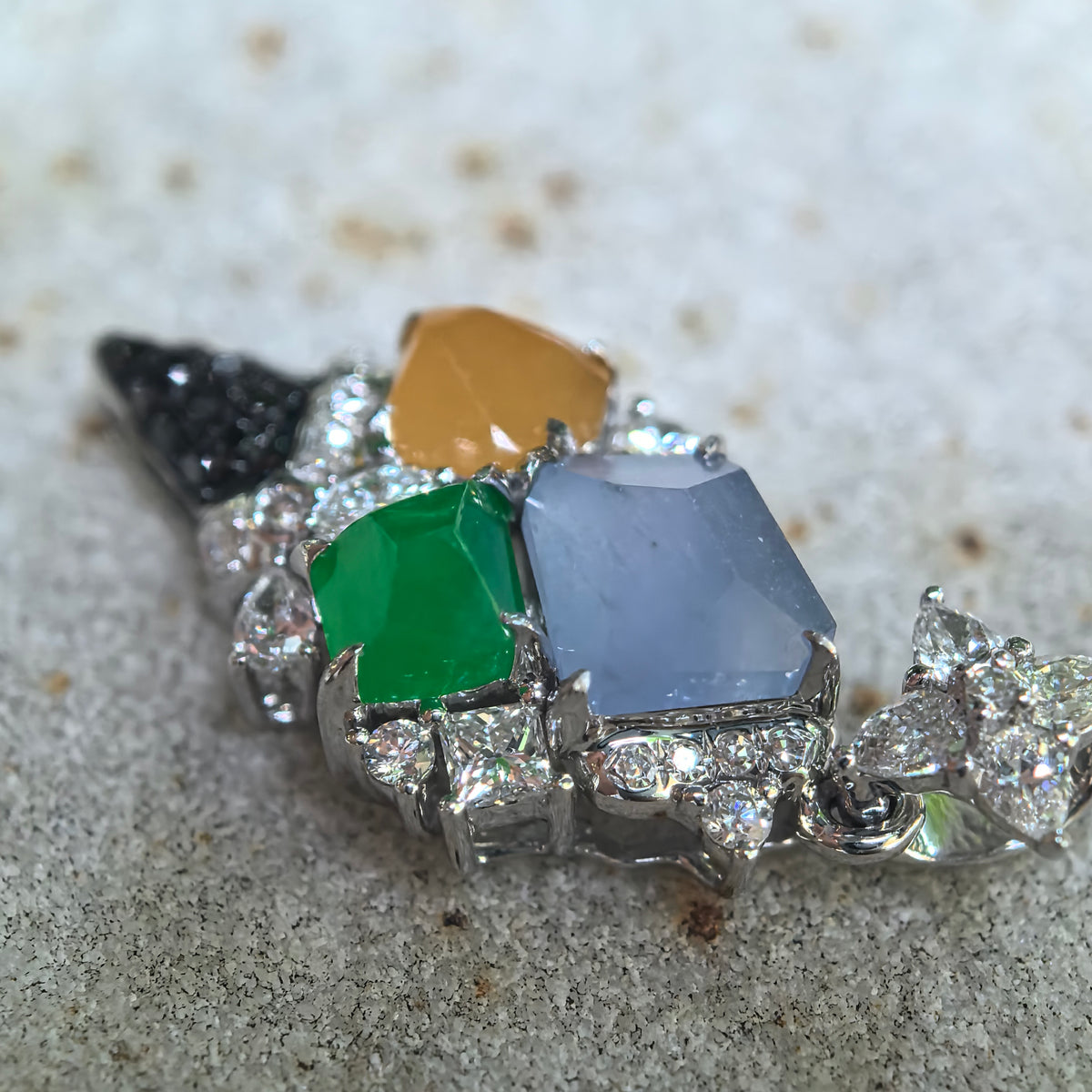 Icy Multicolor Jadeite Ice Cream Cone Pendant
