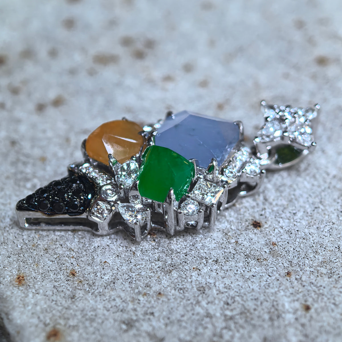 Icy Multicolor Jadeite Ice Cream Cone Pendant