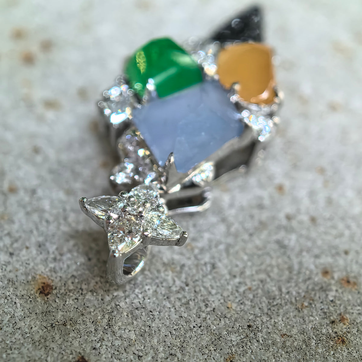 Icy Multicolor Jadeite Ice Cream Cone Pendant