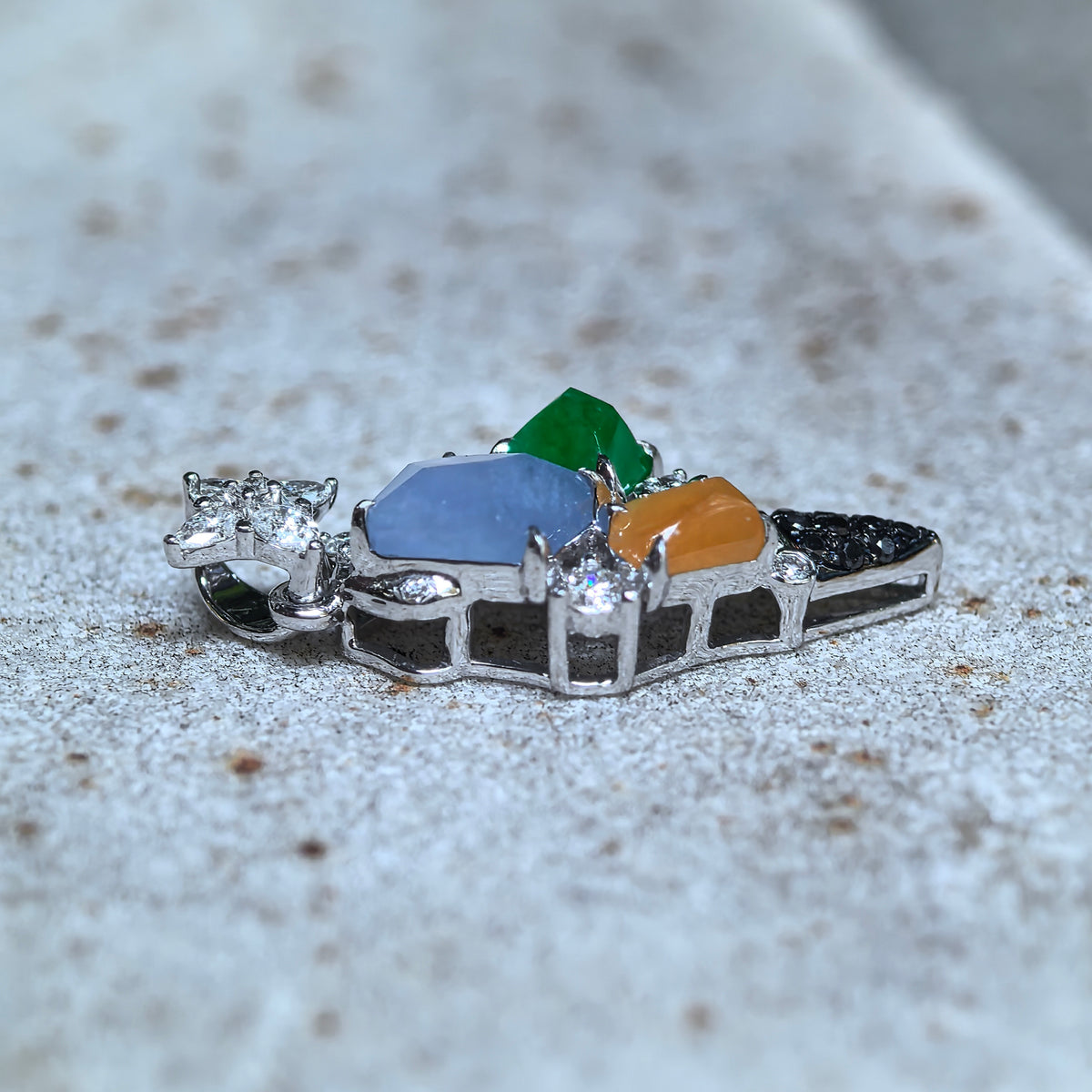 Icy Multicolor Jadeite Ice Cream Cone Pendant