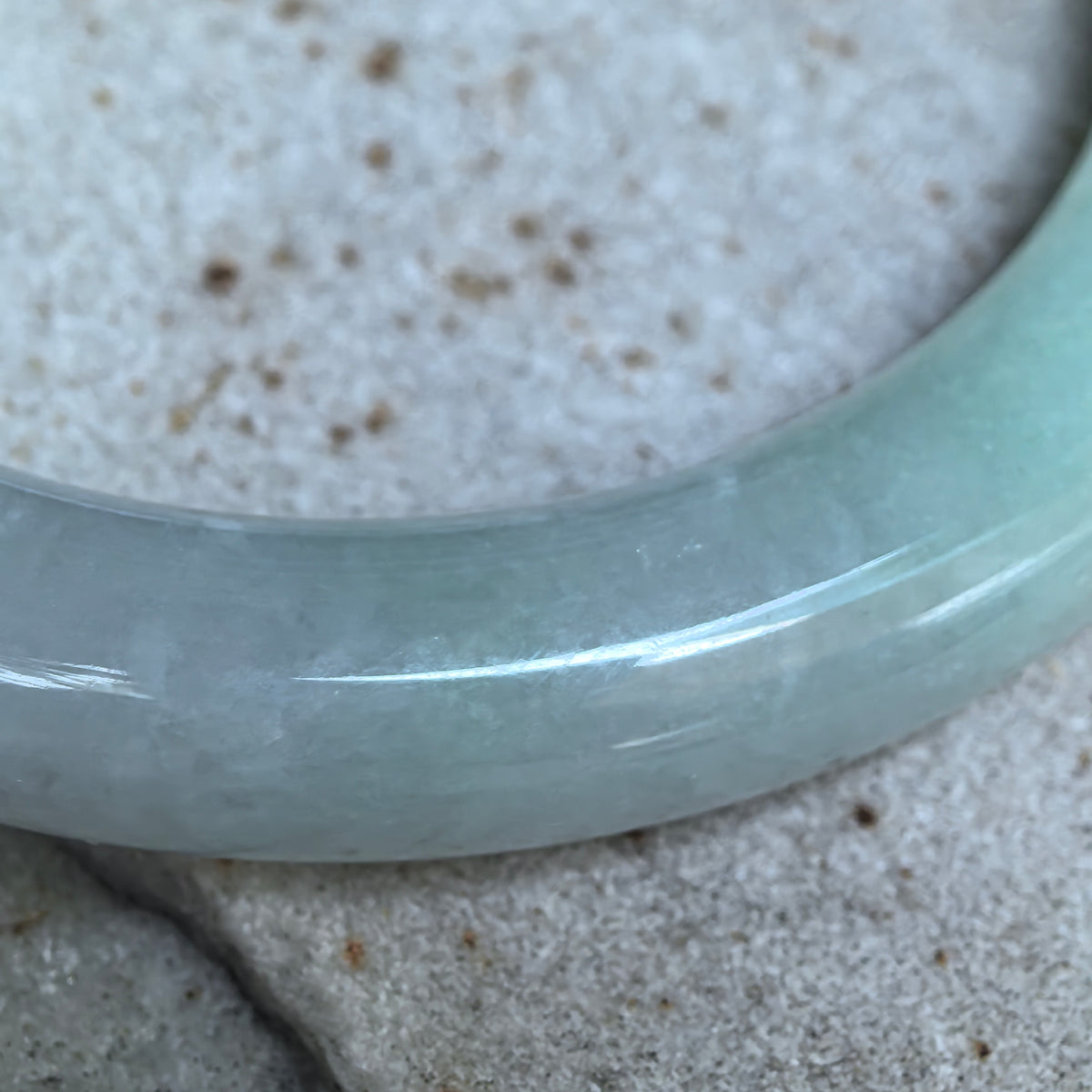 Glutinous Pale Green and Pale Lavender Round Jadeite Bangle -57mm