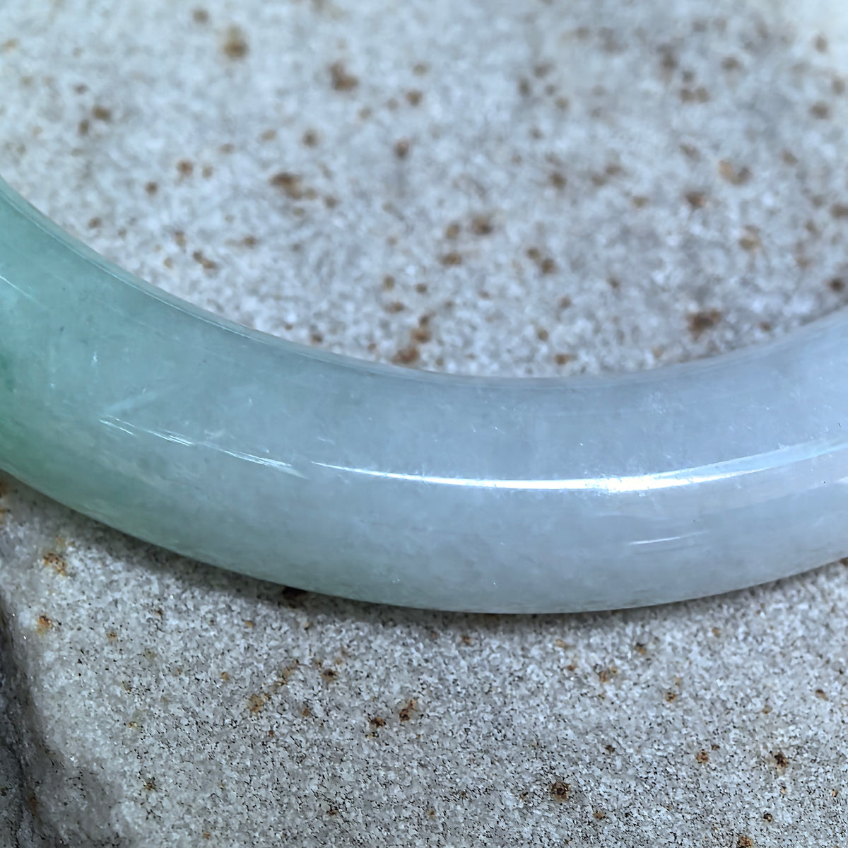 Glutinous Pale Green and Pale Lavender Round Jadeite Bangle -57mm