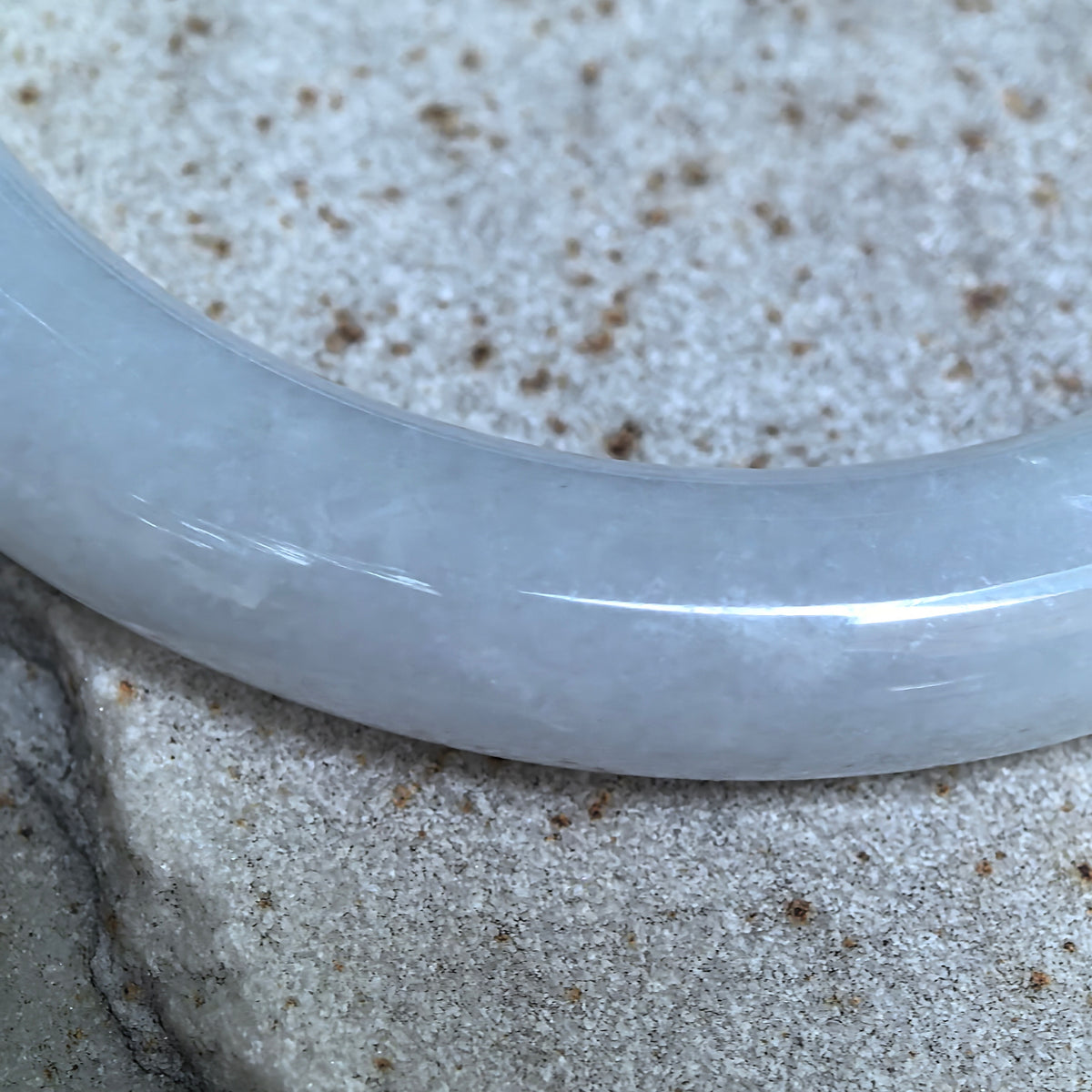 Glutinous Pale Green and Pale Lavender Round Jadeite Bangle -57mm