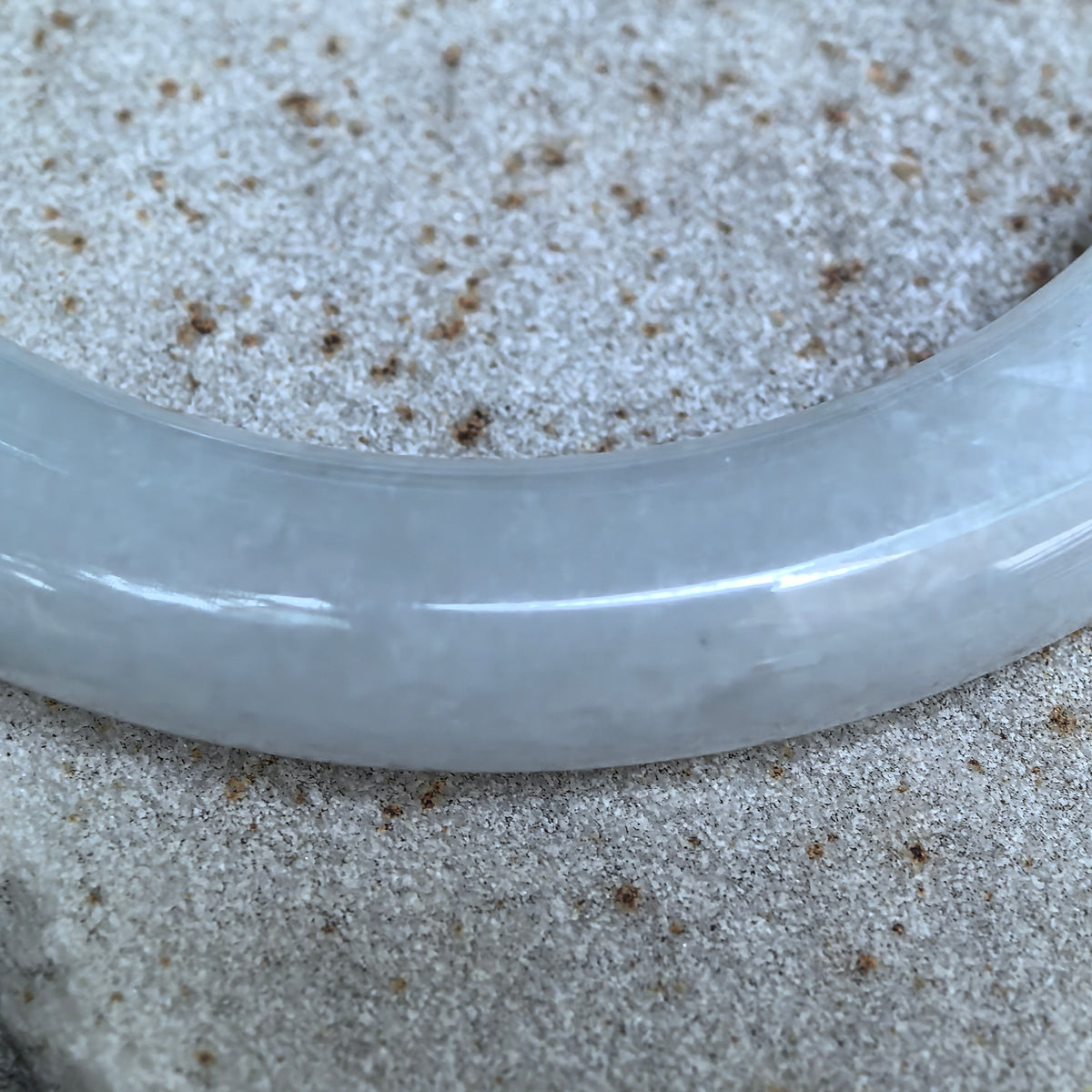 Glutinous Pale Green and Pale Lavender Round Jadeite Bangle -57mm