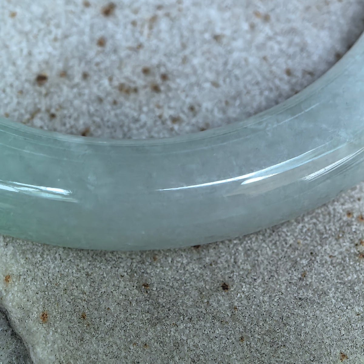 Glutinous Pale Green and Pale Lavender Round Jadeite Bangle -57mm