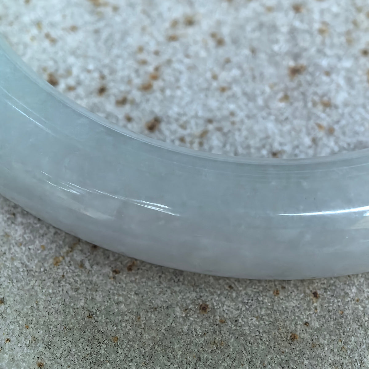 Glutinous Pale Green and Pale Lavender Round Jadeite Bangle -57mm