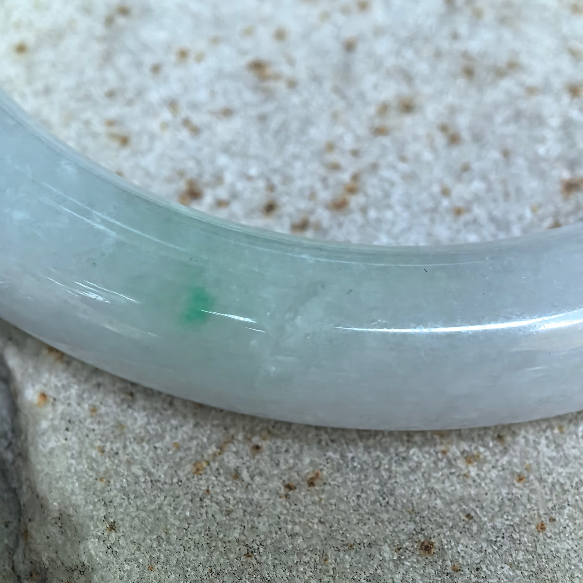 Glutinous Pale Green and Pale Lavender Round Jadeite Bangle -57mm