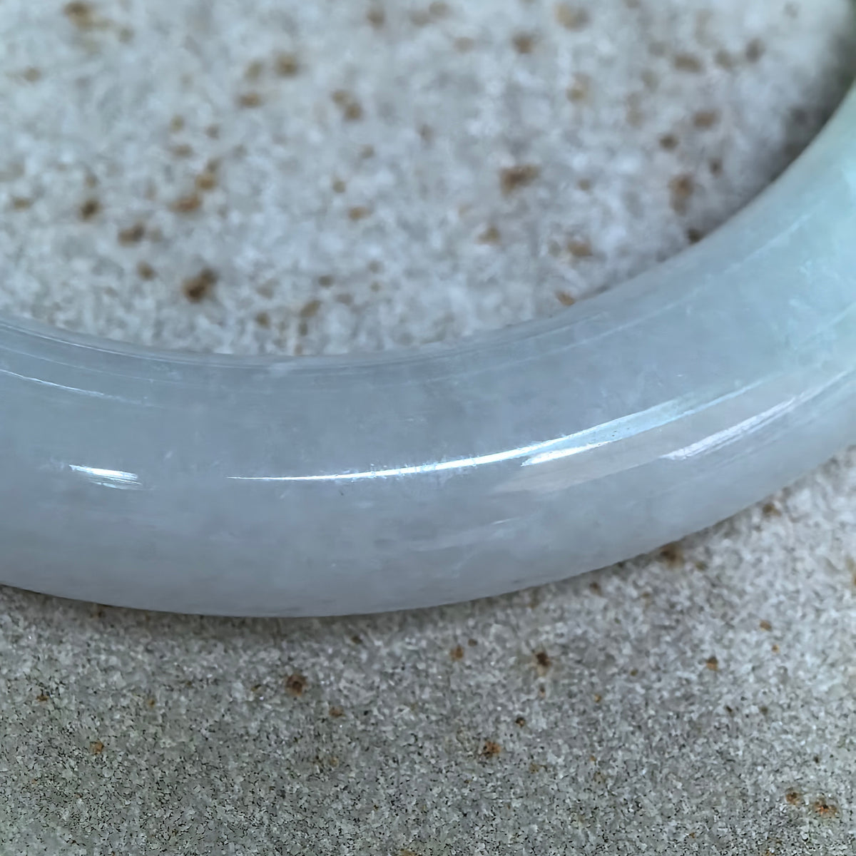 Glutinous Pale Green and Pale Lavender Round Jadeite Bangle -57mm