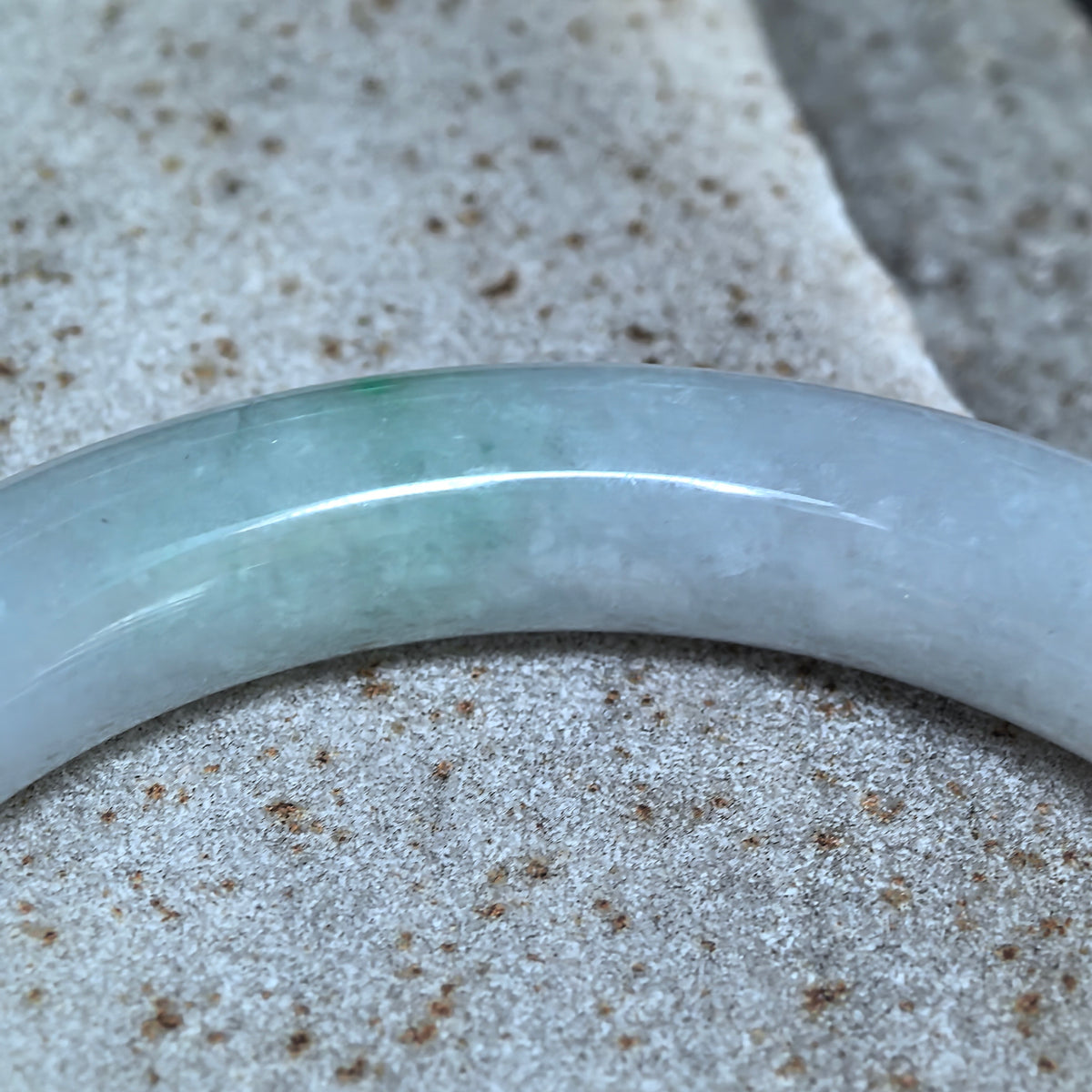 Glutinous Pale Green and Pale Lavender Round Jadeite Bangle -57mm