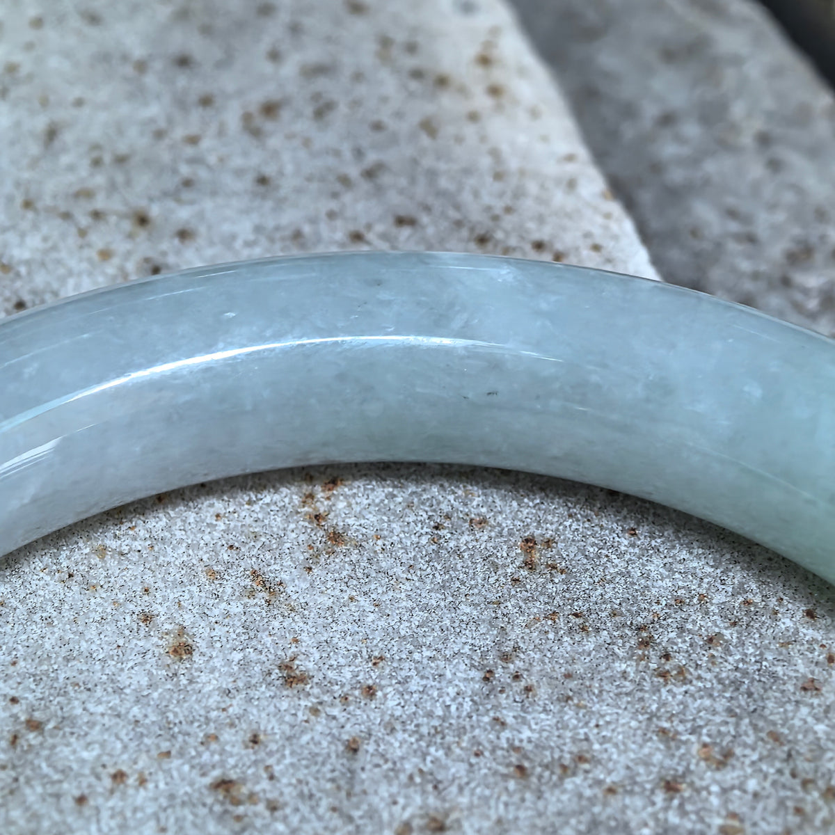 Glutinous Pale Green and Pale Lavender Round Jadeite Bangle -57mm