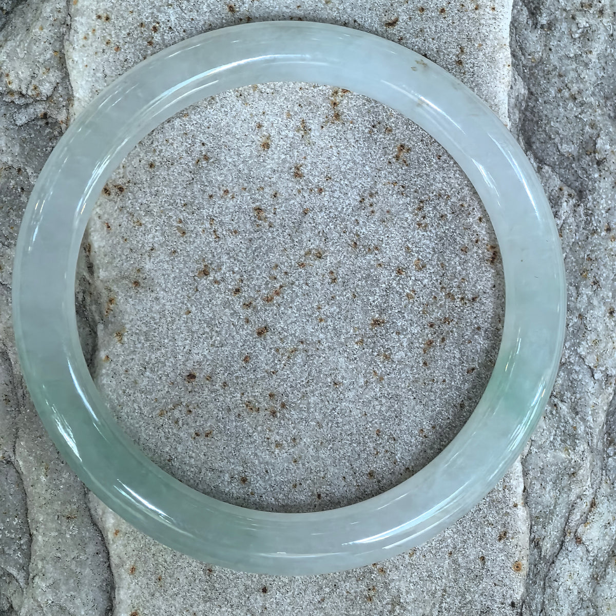 Icy Glutinous Lihgt Green Round Jadeite Bangle -55mm