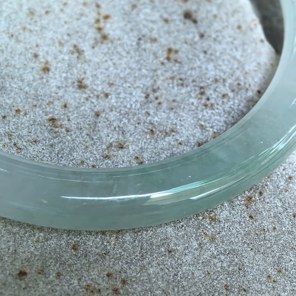 Icy Glutinous Lihgt Green Round Jadeite Bangle -55mm