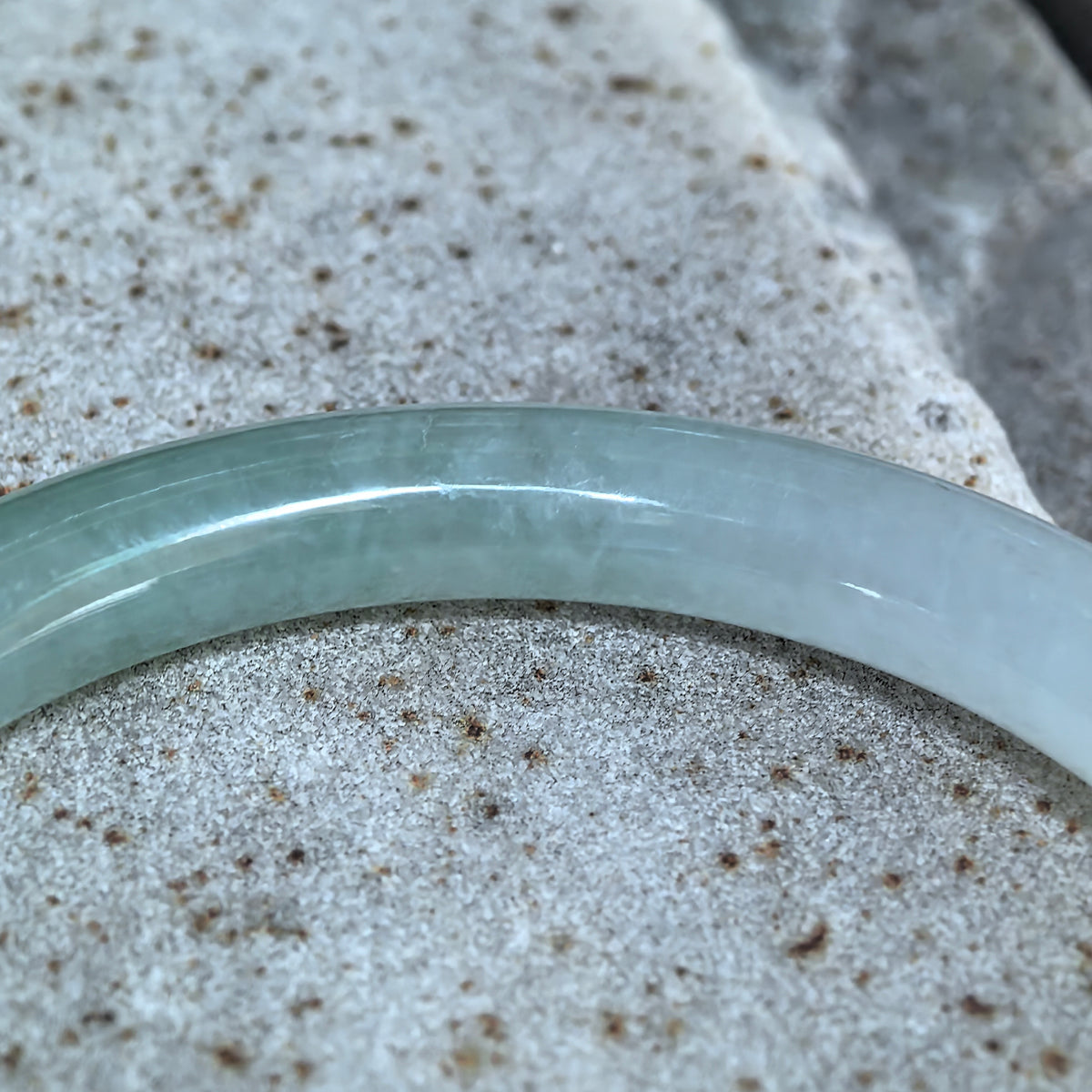 Icy Glutinous Lihgt Green Round Jadeite Bangle -55mm