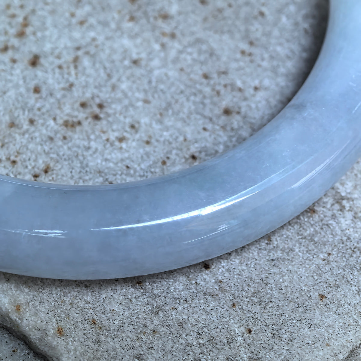 Glutinous Pale Lavender Round Jadeite Bangle -55mm