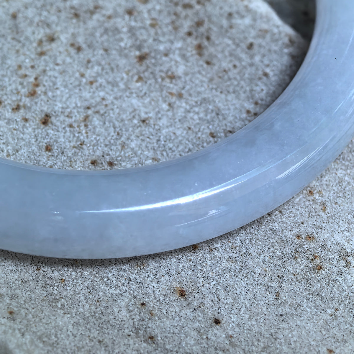 Glutinous Pale Lavender Round Jadeite Bangle -55mm