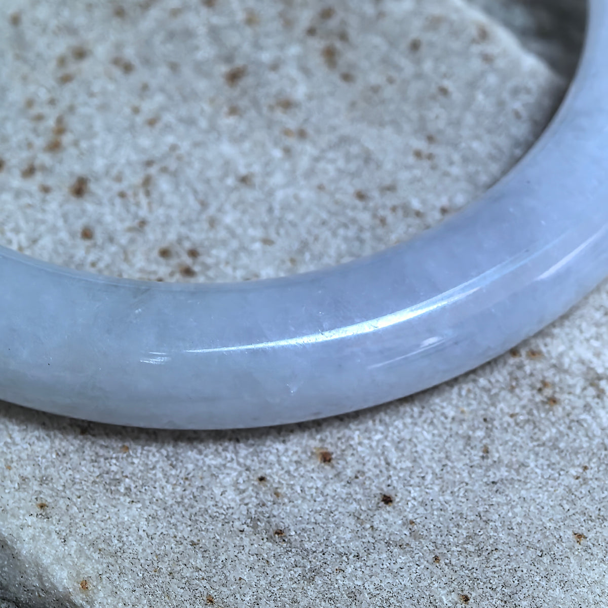 Glutinous Pale Lavender Round Jadeite Bangle -55mm