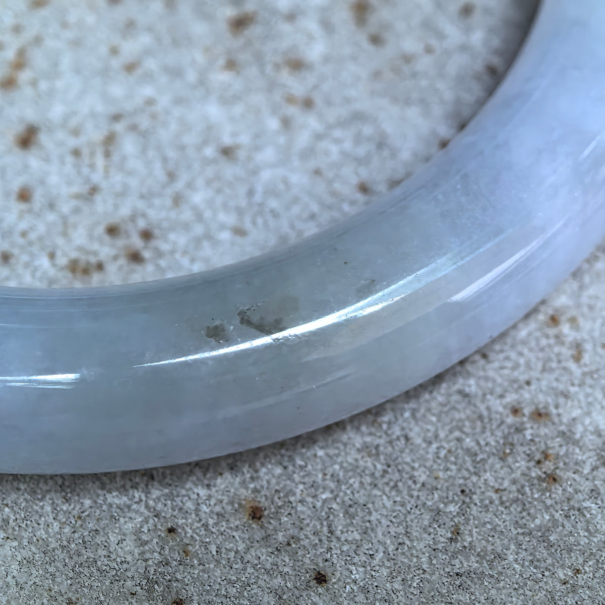 Glutinous Pale Lavender Round Jadeite Bangle -55mm