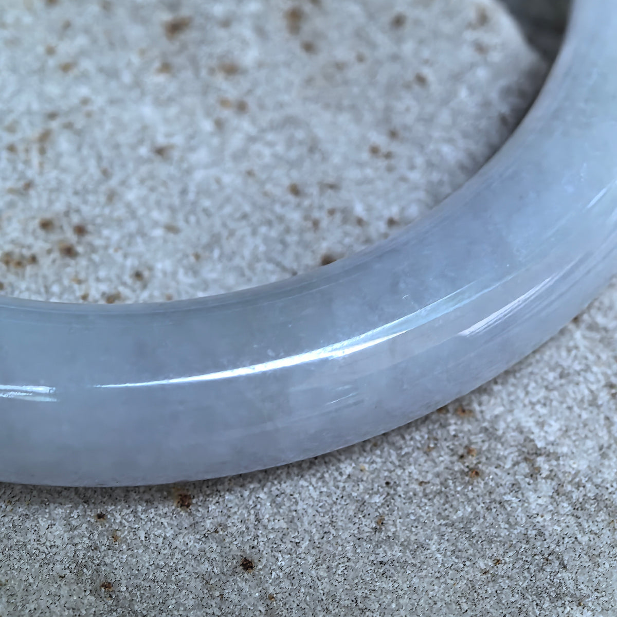 Glutinous Pale Lavender Round Jadeite Bangle -55mm