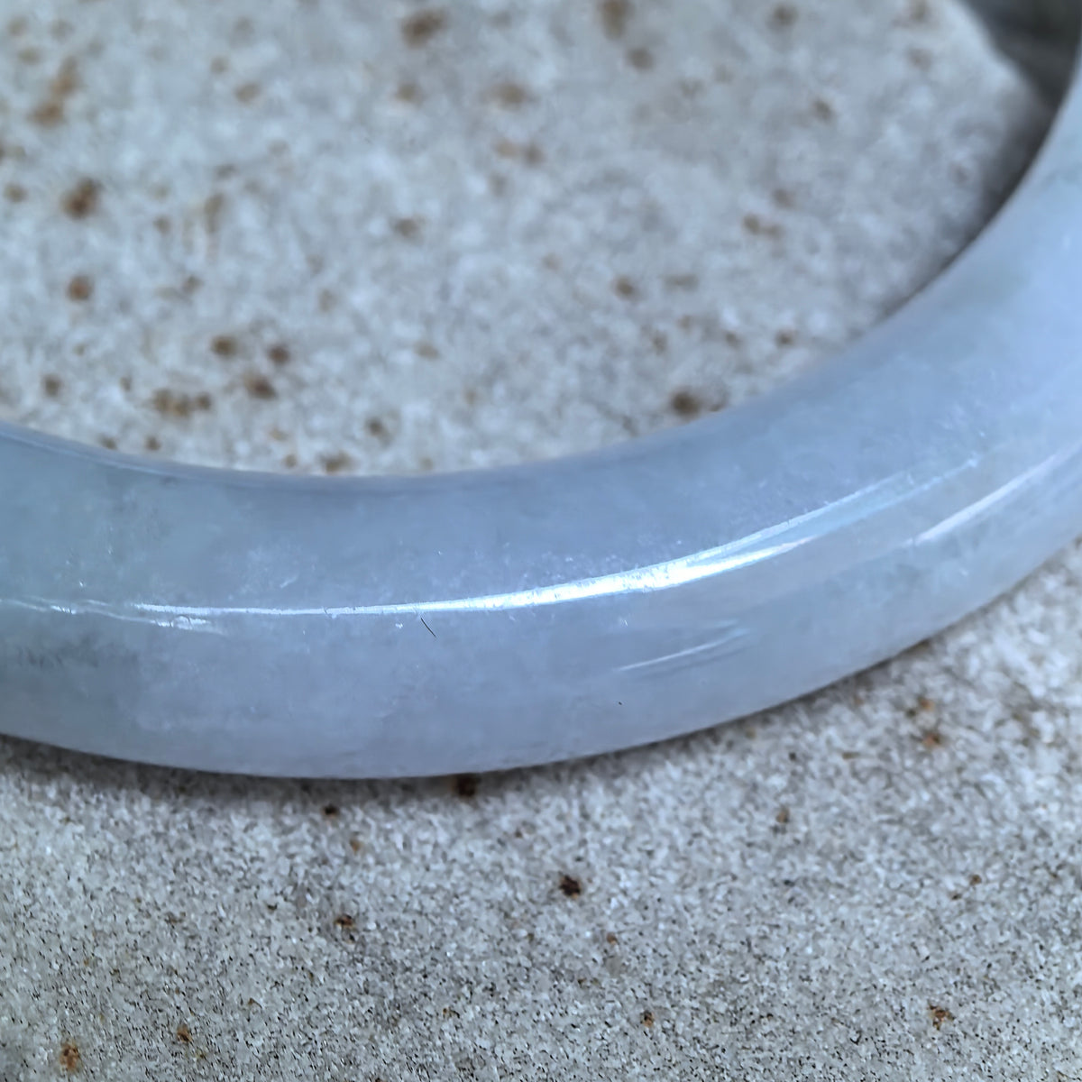 Glutinous Pale Lavender Round Jadeite Bangle -55mm