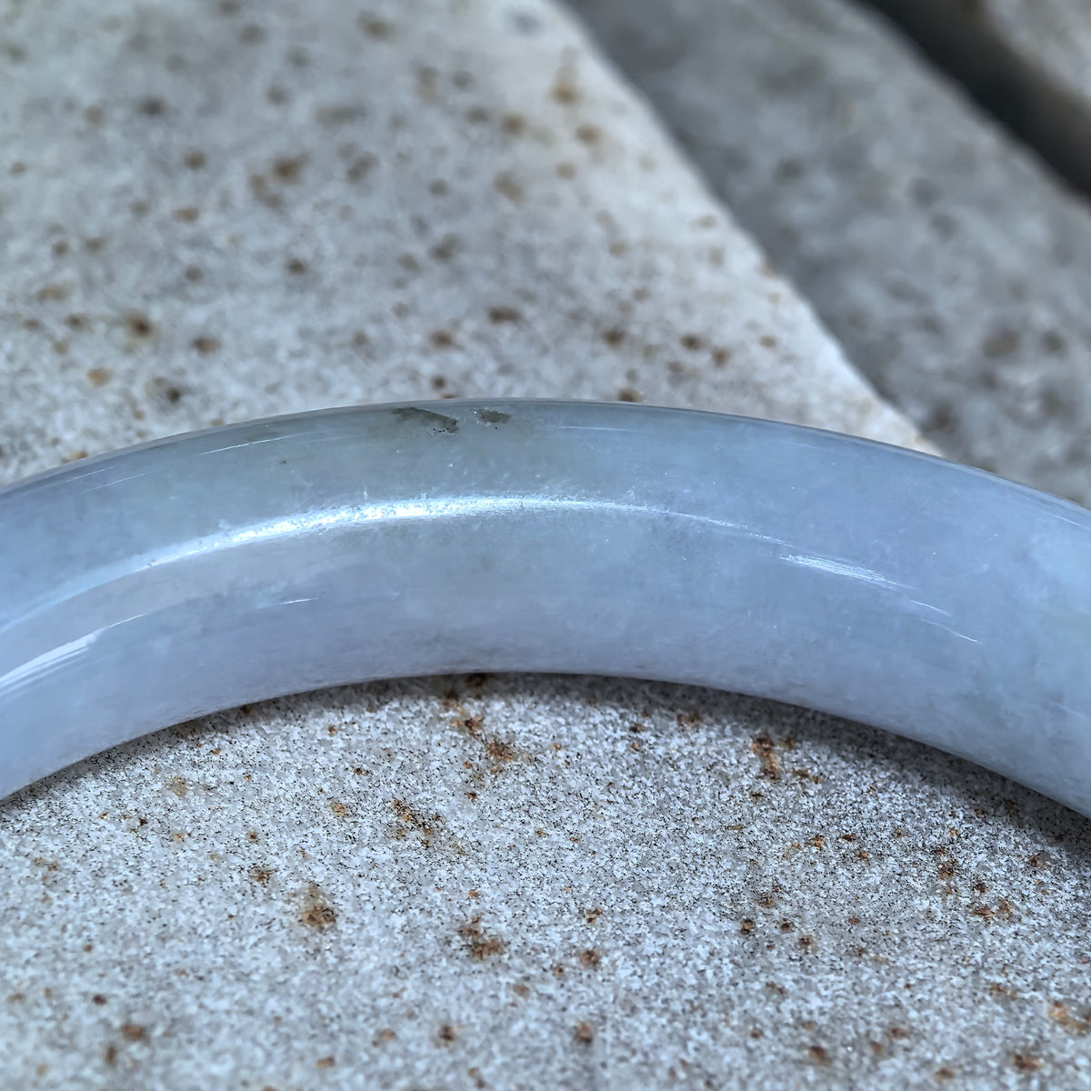 Glutinous Pale Lavender Round Jadeite Bangle -55mm