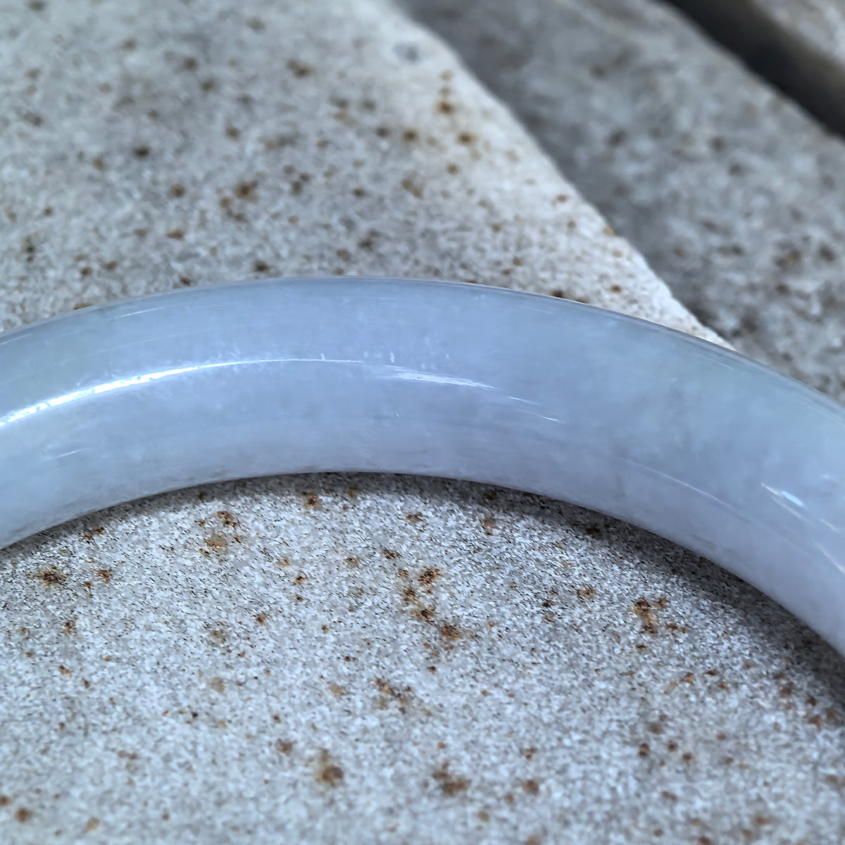 Glutinous Pale Lavender Round Jadeite Bangle -55mm