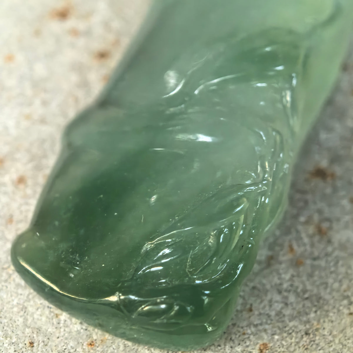 Icy Green Jadeite Bamboo Pendant with Carved Leaves