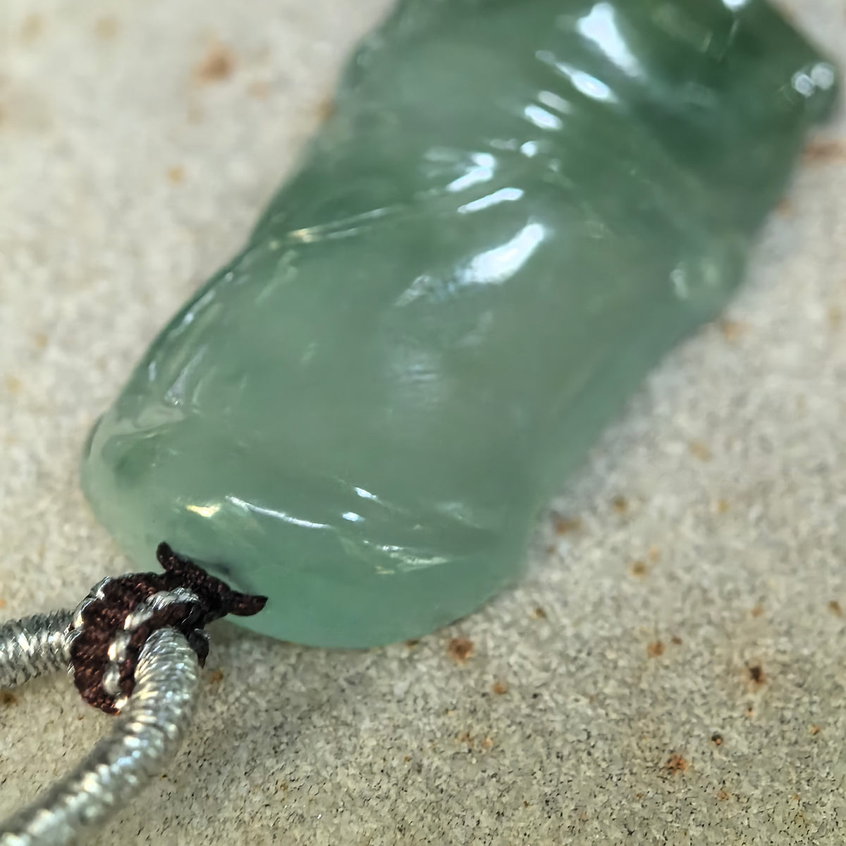 Icy Green Jadeite Bamboo Pendant with Carved Leaves