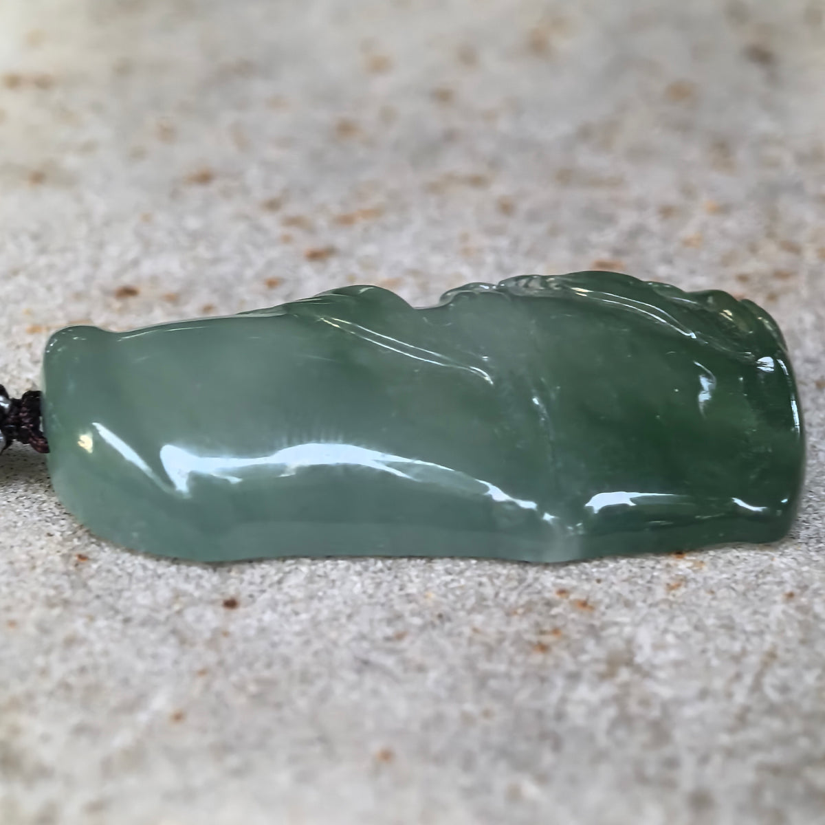 Icy Green Jadeite Bamboo Pendant with Carved Leaves
