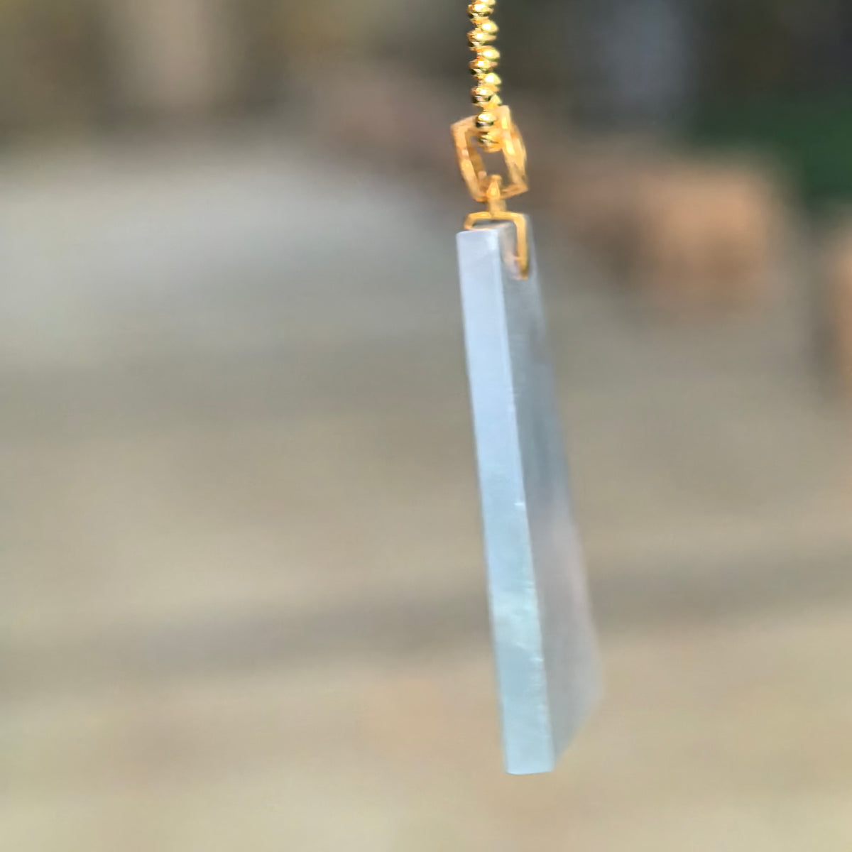Icy Pale Blue Jadeite Plain Plaque Pendant