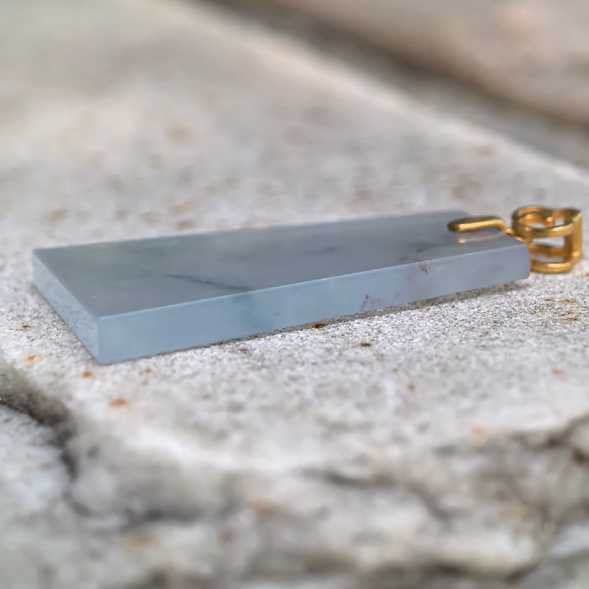 Icy Pale Blue Jadeite Plain Plaque Pendant