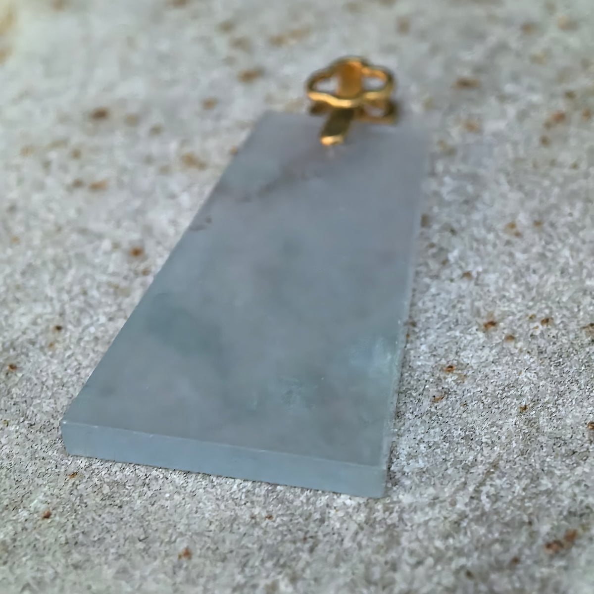 Icy Pale Blue Jadeite Plain Plaque Pendant
