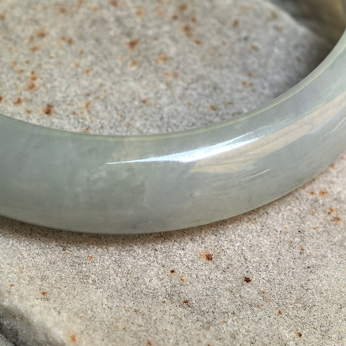 Glutinous Denim Blue D-Shape Jadeite Bangle with Floating Patterns -57mm