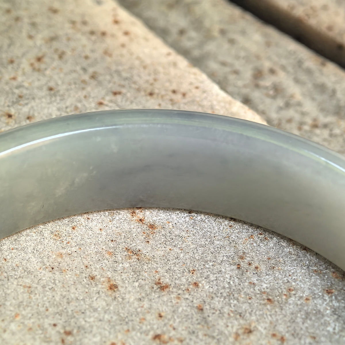 Glutinous Denim Blue D-Shape Jadeite Bangle with Floating Patterns -57mm