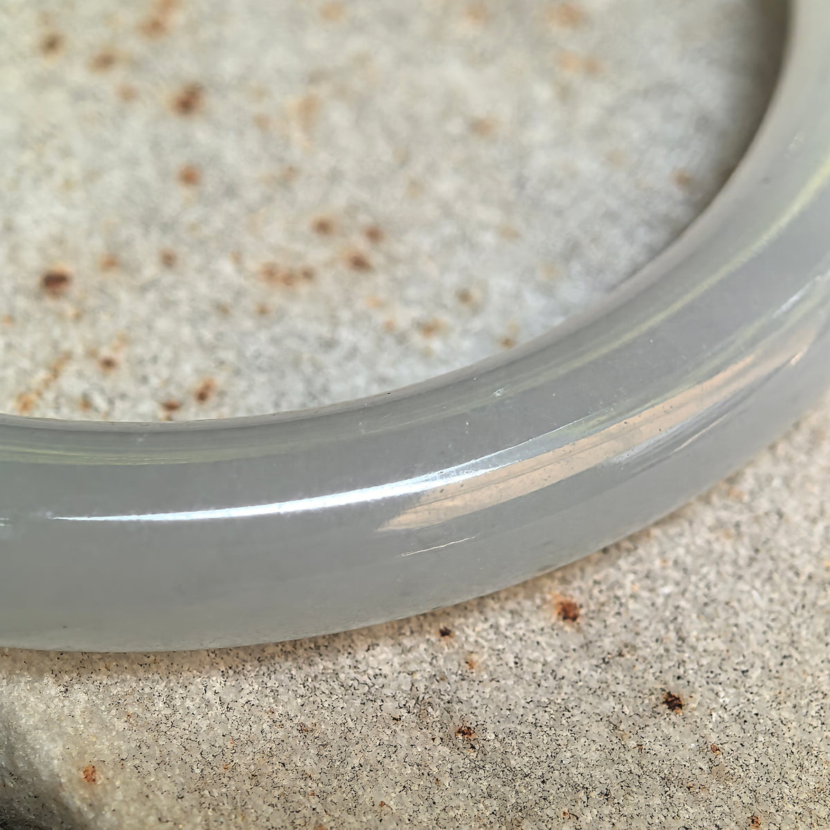 Icy Glutinous White Slim Round Jadeite Bangle -53mm