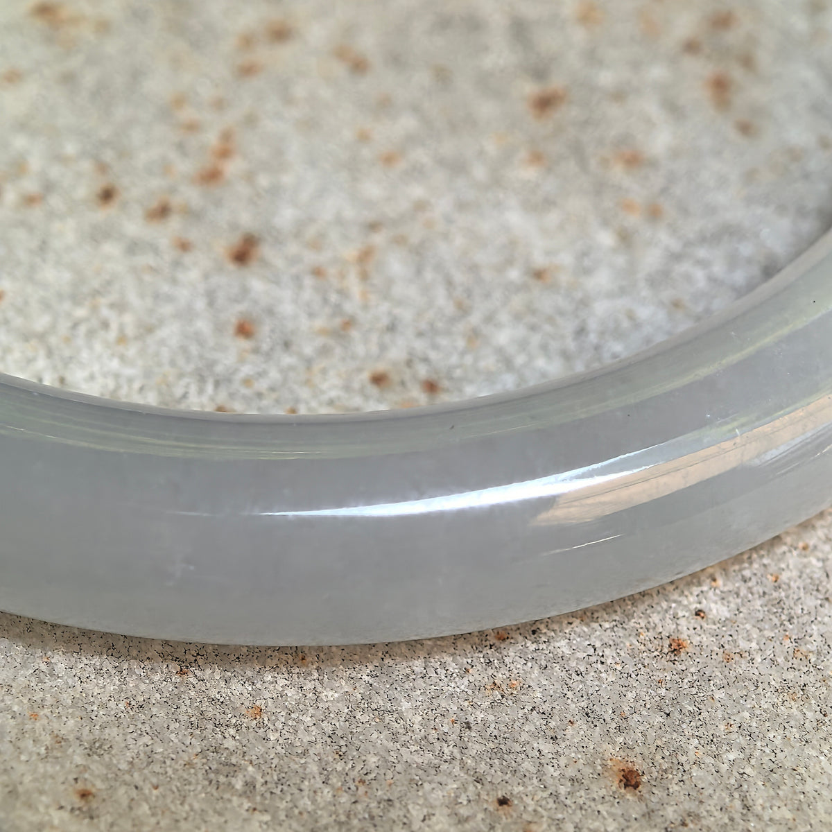 Icy Glutinous White Slim Round Jadeite Bangle -53mm