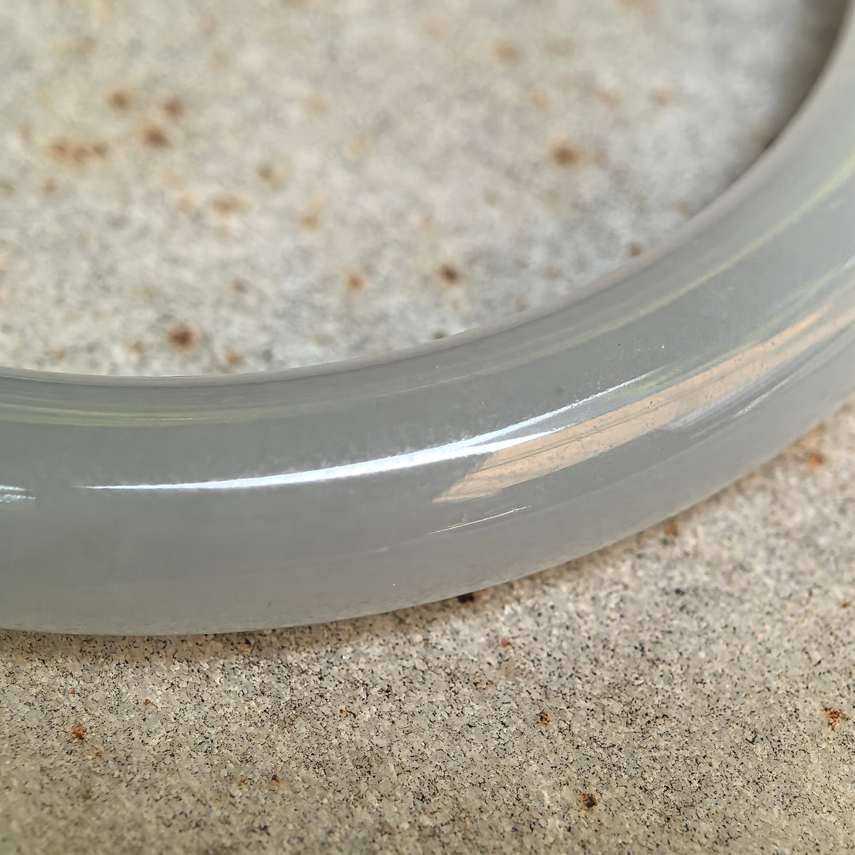 Icy Glutinous White Slim Round Jadeite Bangle -53mm