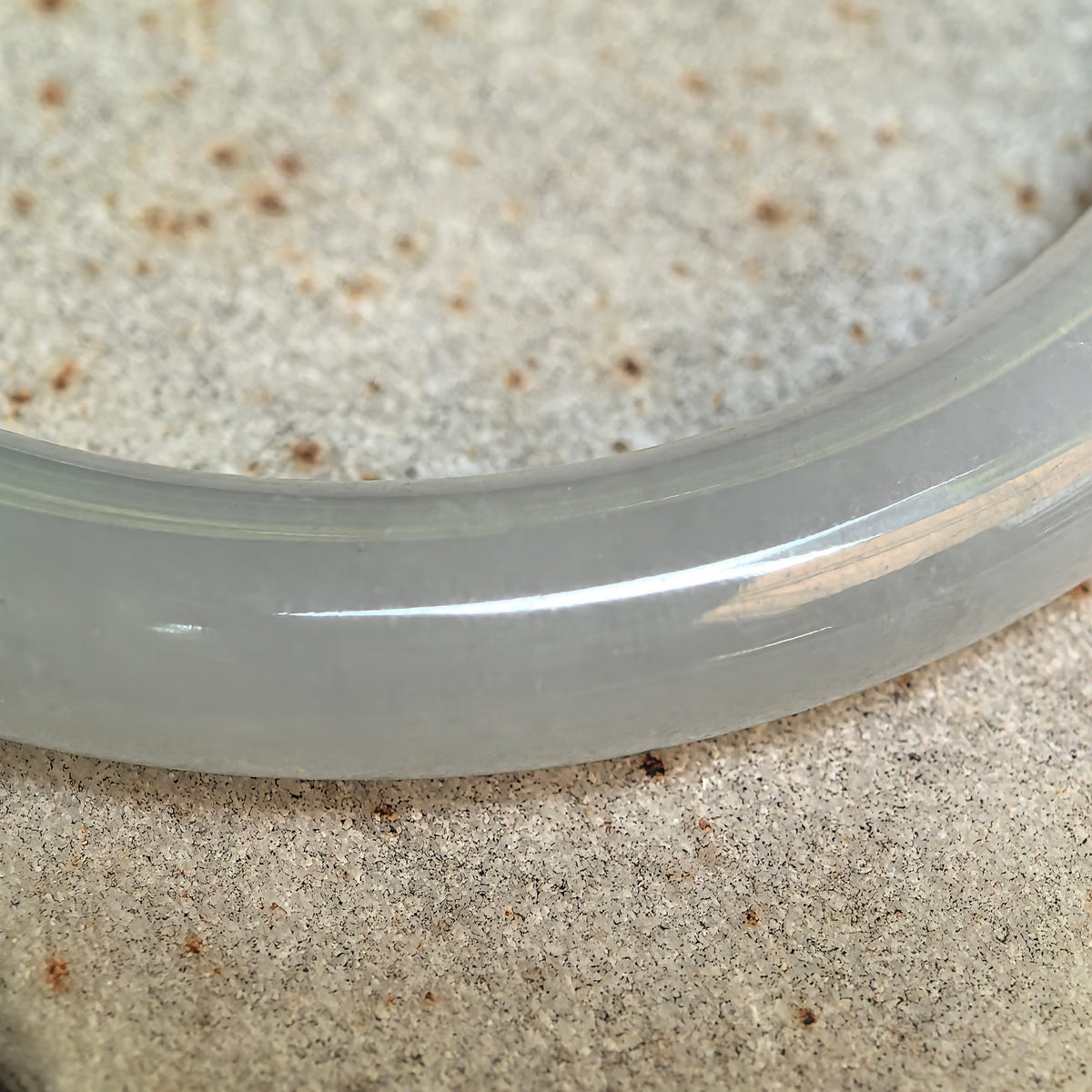 Icy Glutinous White Slim Round Jadeite Bangle -53mm