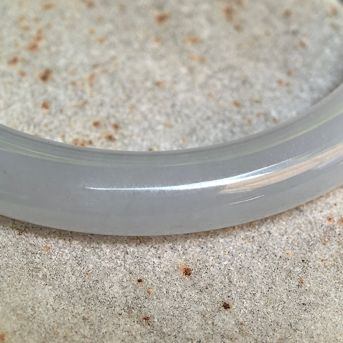 Icy Glutinous White Slim Round Jadeite Bangle -53mm
