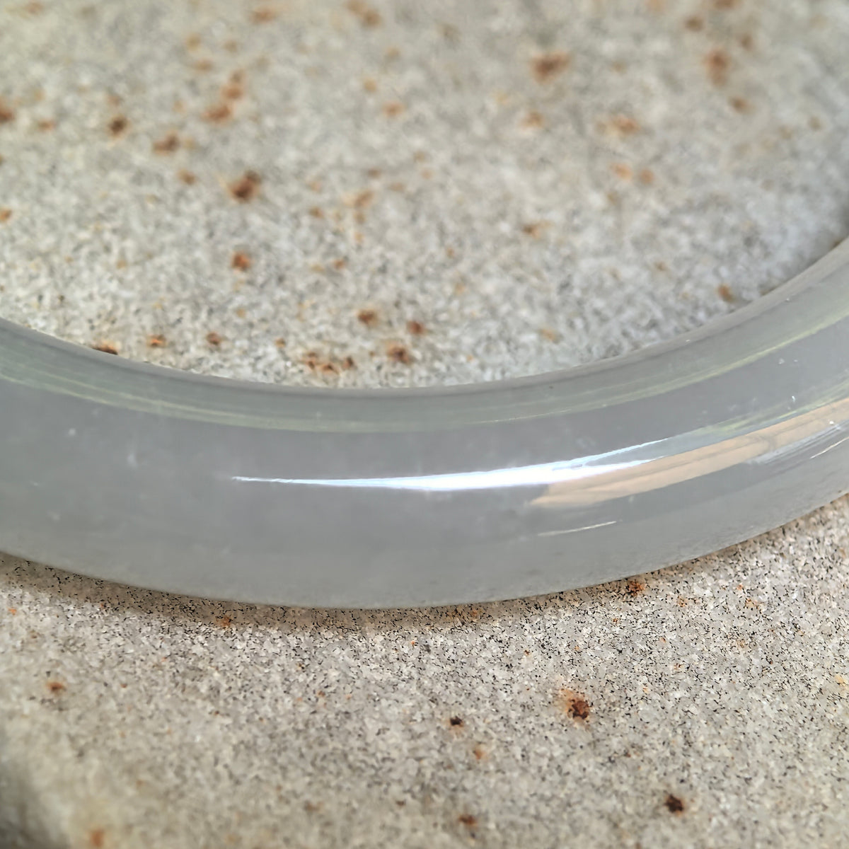 Icy Glutinous White Slim Round Jadeite Bangle -53mm